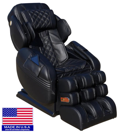 Luxurious Luraco Model 3 Hybrid SL Medical Chair in premium leather, showcasing advanced massage tech and sleek design.