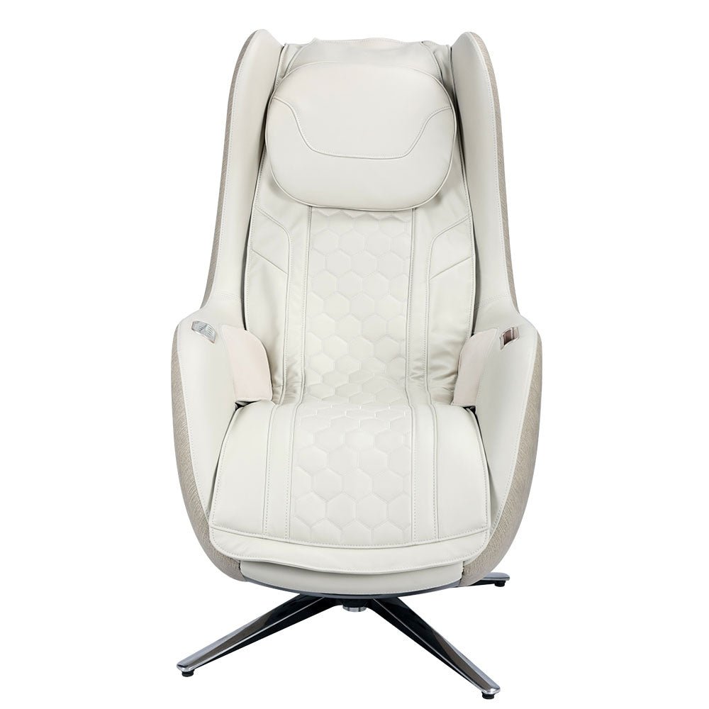 Dios - Hani Compact Massage Chair in white leather with ergonomic design and full-body massage features.
