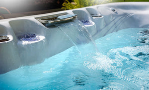 Hot tub with water flowing